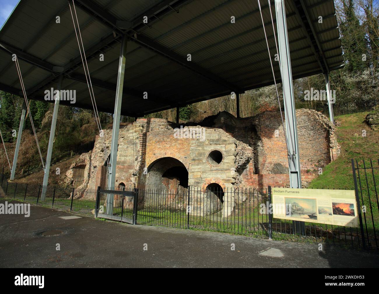 Bedlam furnaces in the Ironbridge gorge, Telford, Shropshire, England, UK. Stock Photo