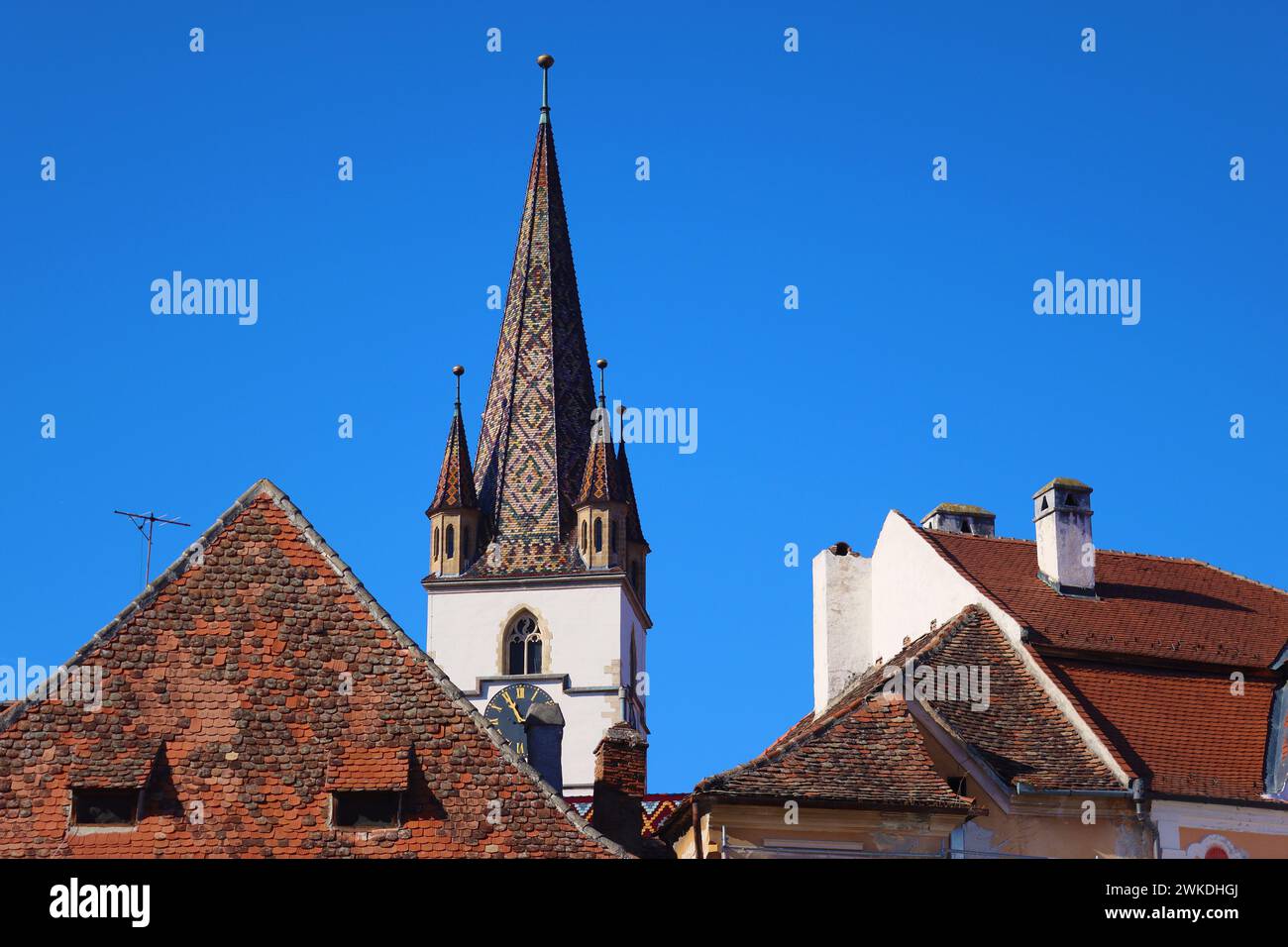 The Lutheran Cathedral of Saint Mary (Catedrala Evanghelică de Confesiune Augustană Sfânta Maria) in Sibiu, Transylvania, Romania Stock Photo
