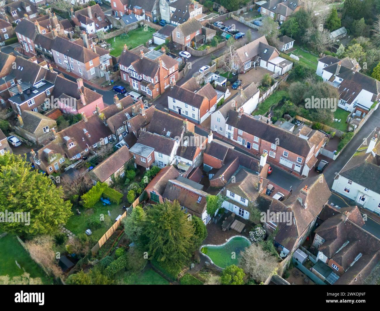 aerial view of ditchling village in the south downs national park in east sussex Stock Photo