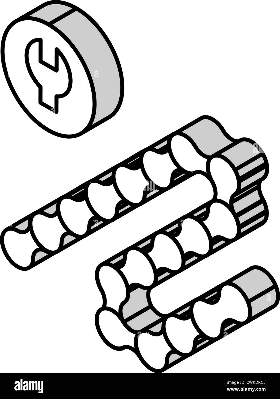 bicycle chane repair and shortening isometric icon vector illustration