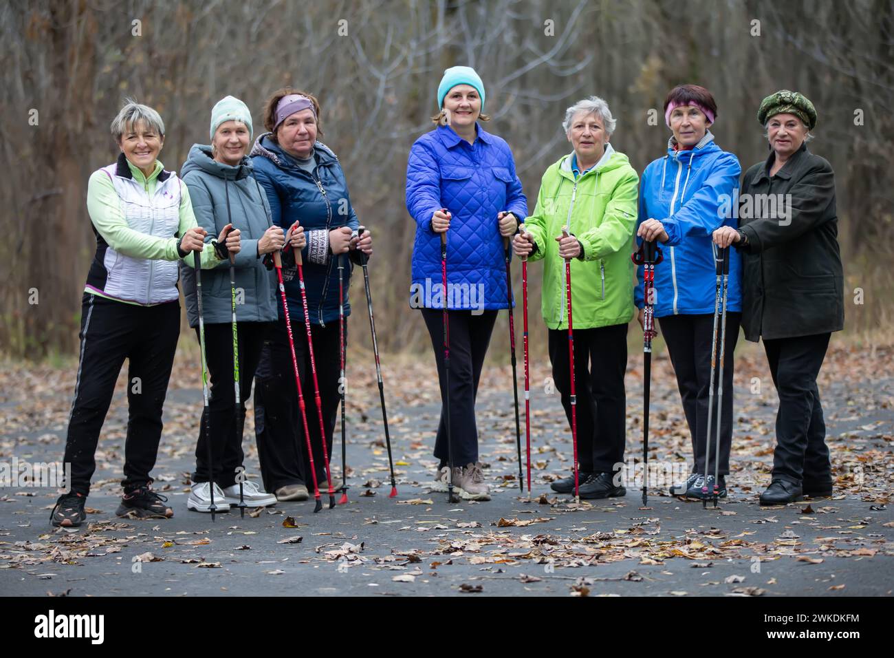 Group of woman nordic walking hi-res stock photography and images - Alamy