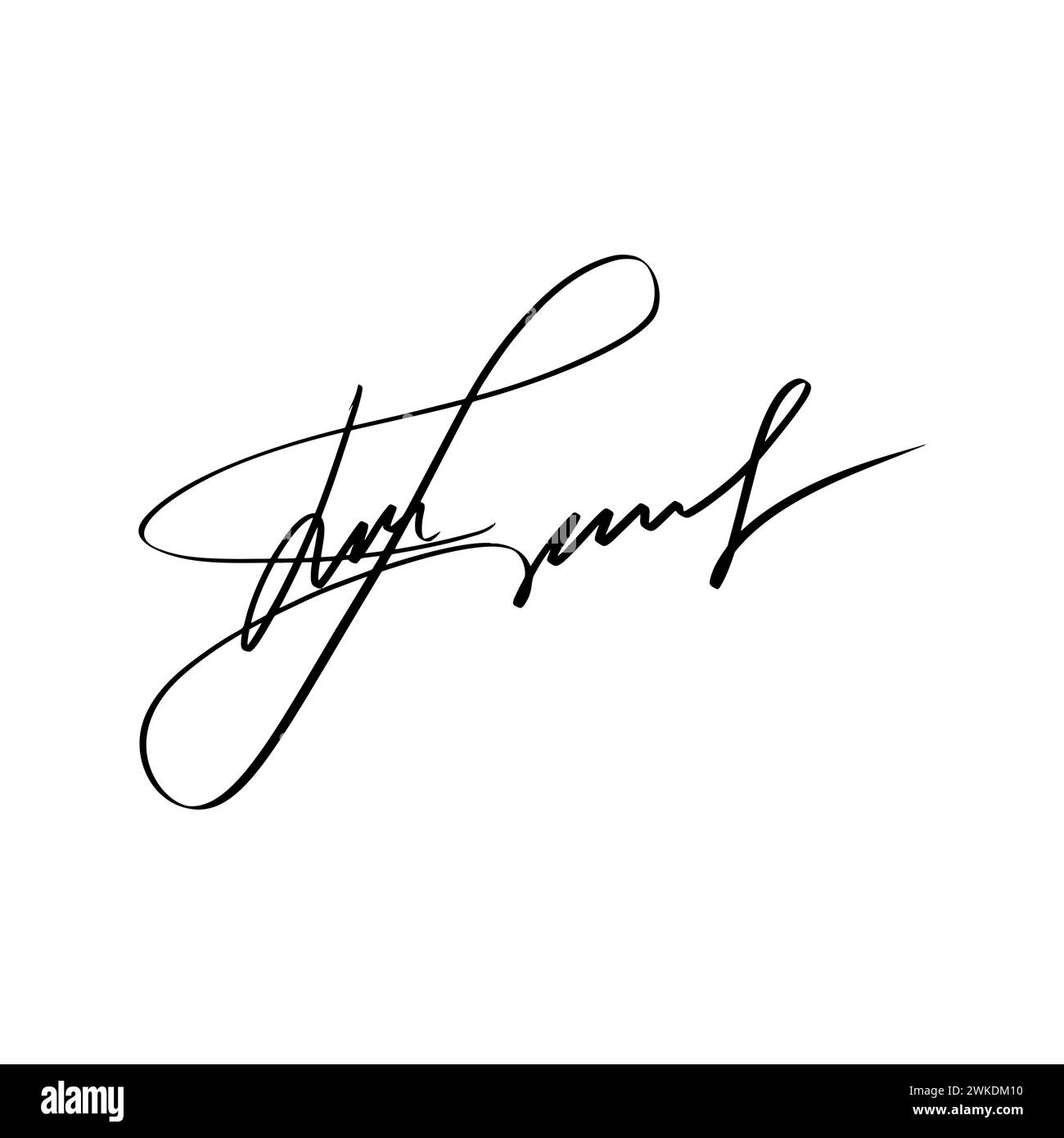 Handwriting Autograph set. Personal fictitious signature calligraphy lettering. Scrawl imaginary name for document. Vector illustration on white Stock Vector