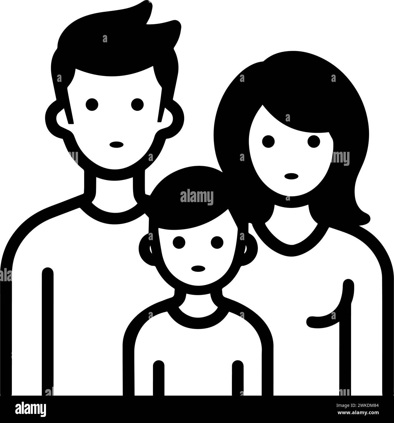 Family parents and child icon symbol. Outline vector illustration Stock Vector