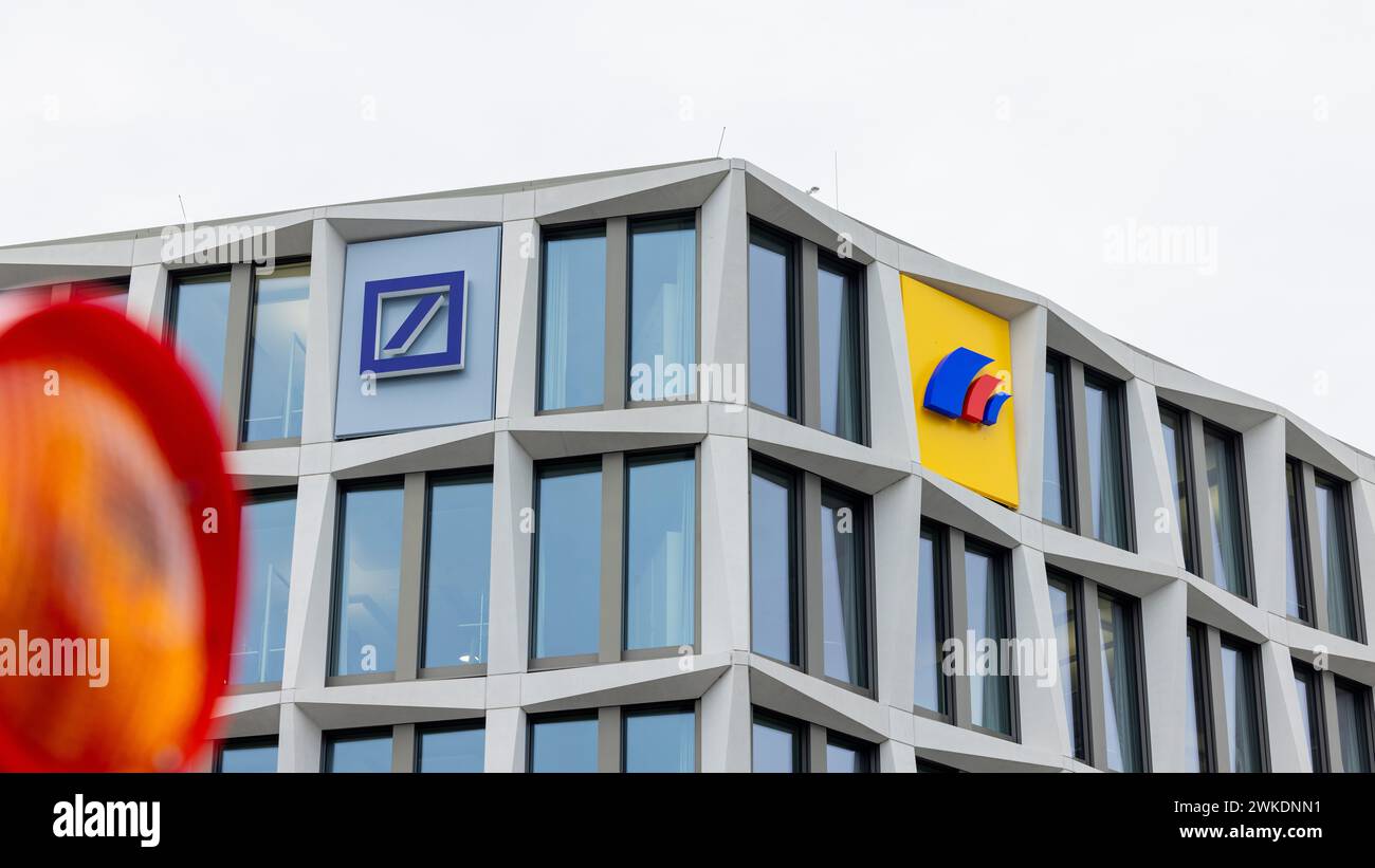 Bonn, Germany. 20th Feb, 2024. View of the Postbank Group headquarters with the Deutsche Bank and Postbank logos. Credit: Rolf Vennenbernd/dpa/Alamy Live News Stock Photo