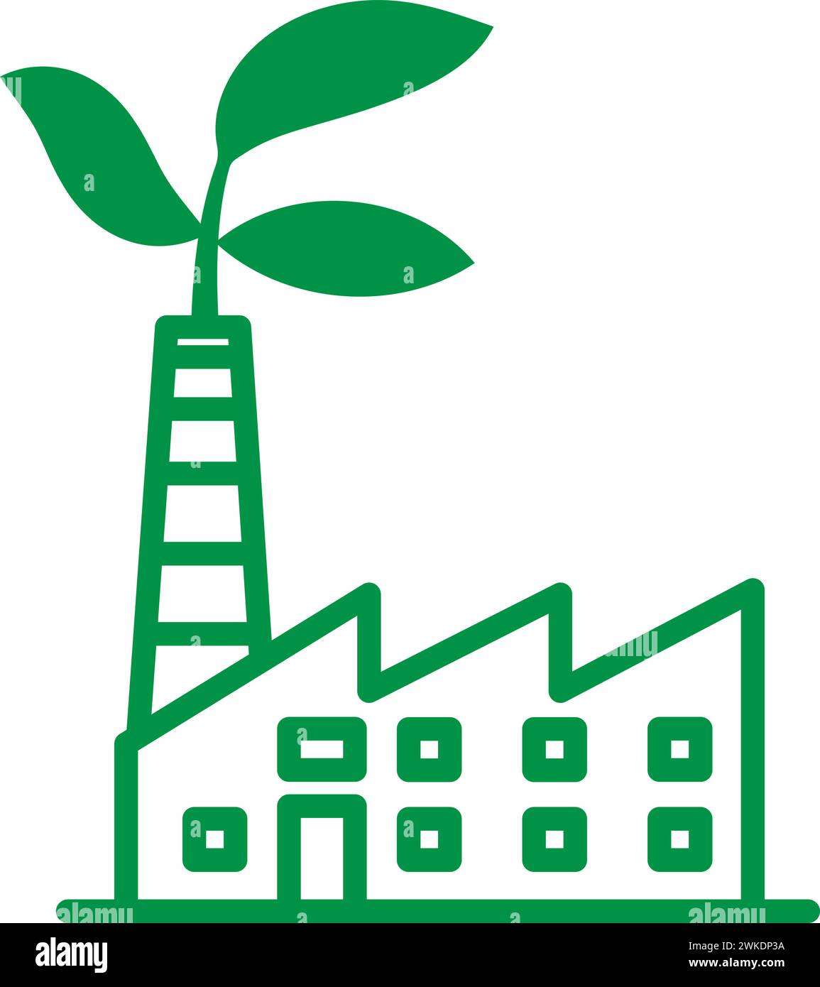 Eco Industrial factory icon symbol. Outline vector illustration Stock Vector