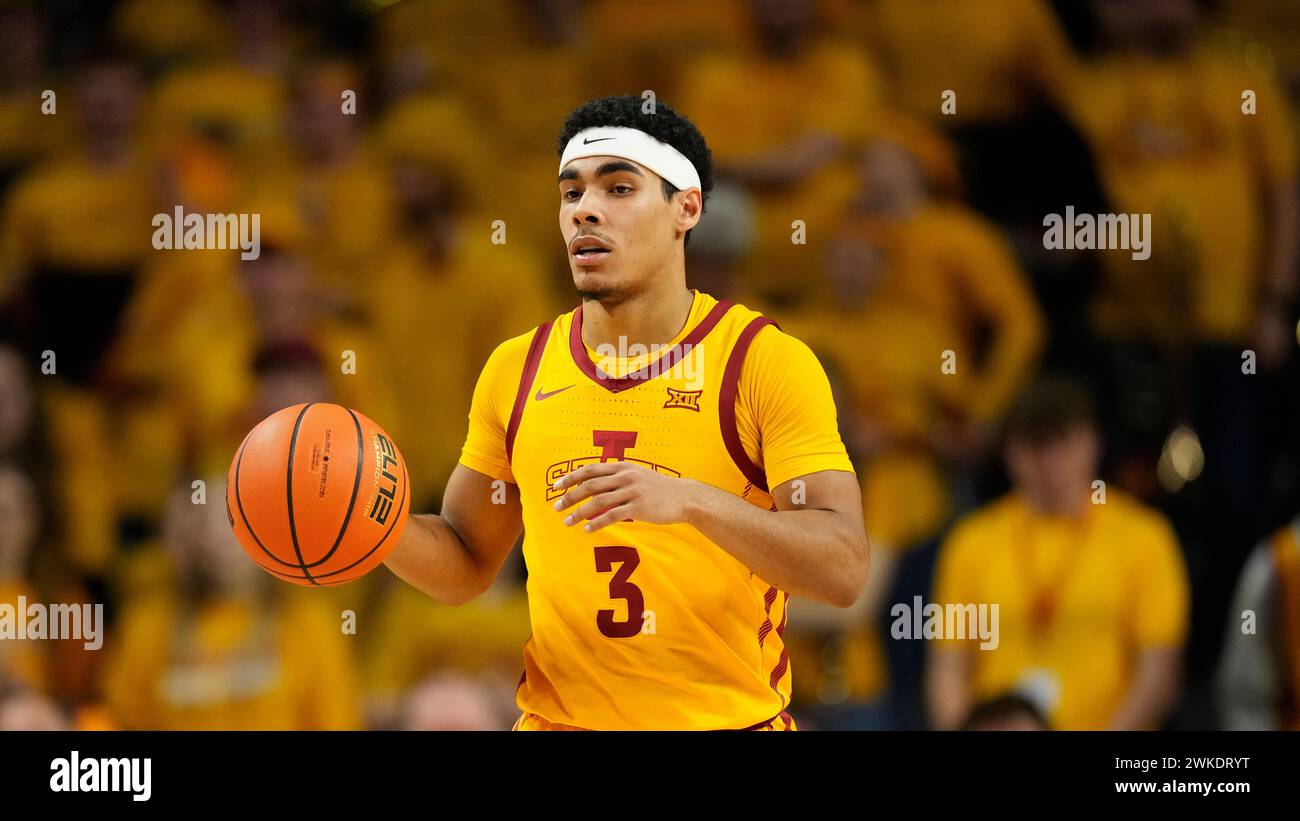 Iowa State guard Tamin Lipsey (3) drives up court during an NCAA