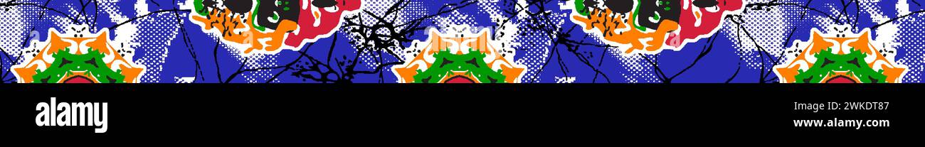 multi colored decorated hand draw rendered traced ornamental all over ...