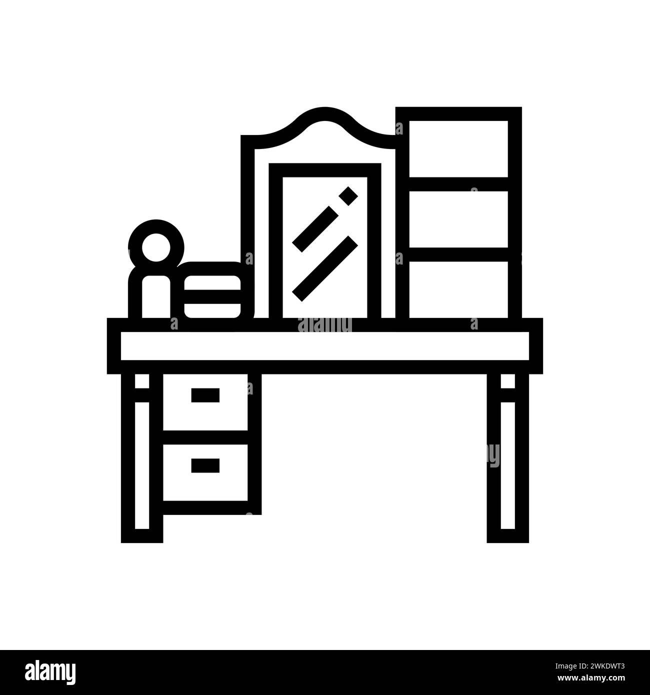 Art illustration symbol icon furniture logo household design sketch hand draw of tv television shelf Stock Vector