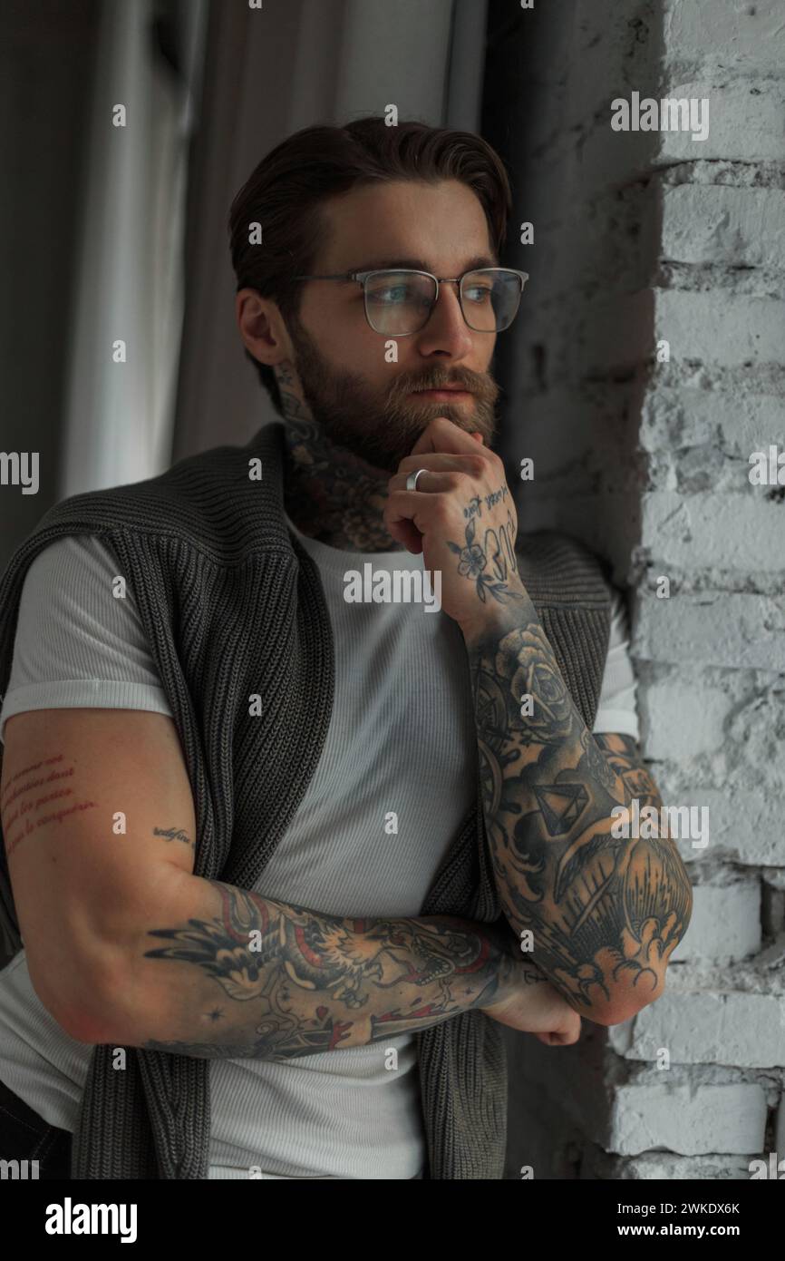 Hipster tattoos hi-res stock photography and images - Alamy, image size:866x1390