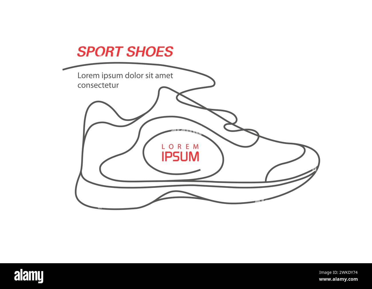 Sports shoes in a line style. Sneakers Vector . Sketch sneakers for your creativity.Shoe advertising . Stock Vector
