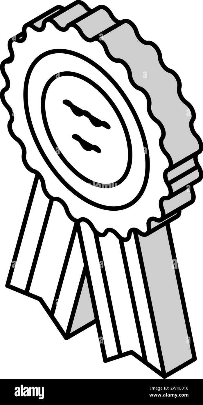 badge ribbon reward isometric icon vector illustration Stock Vector