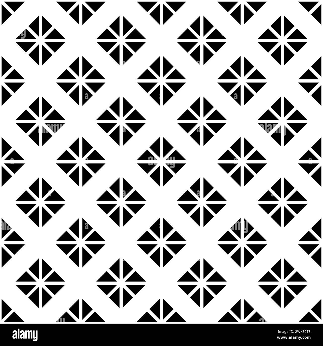 Square tiles geometric black and white seamless pattern. Vector ...