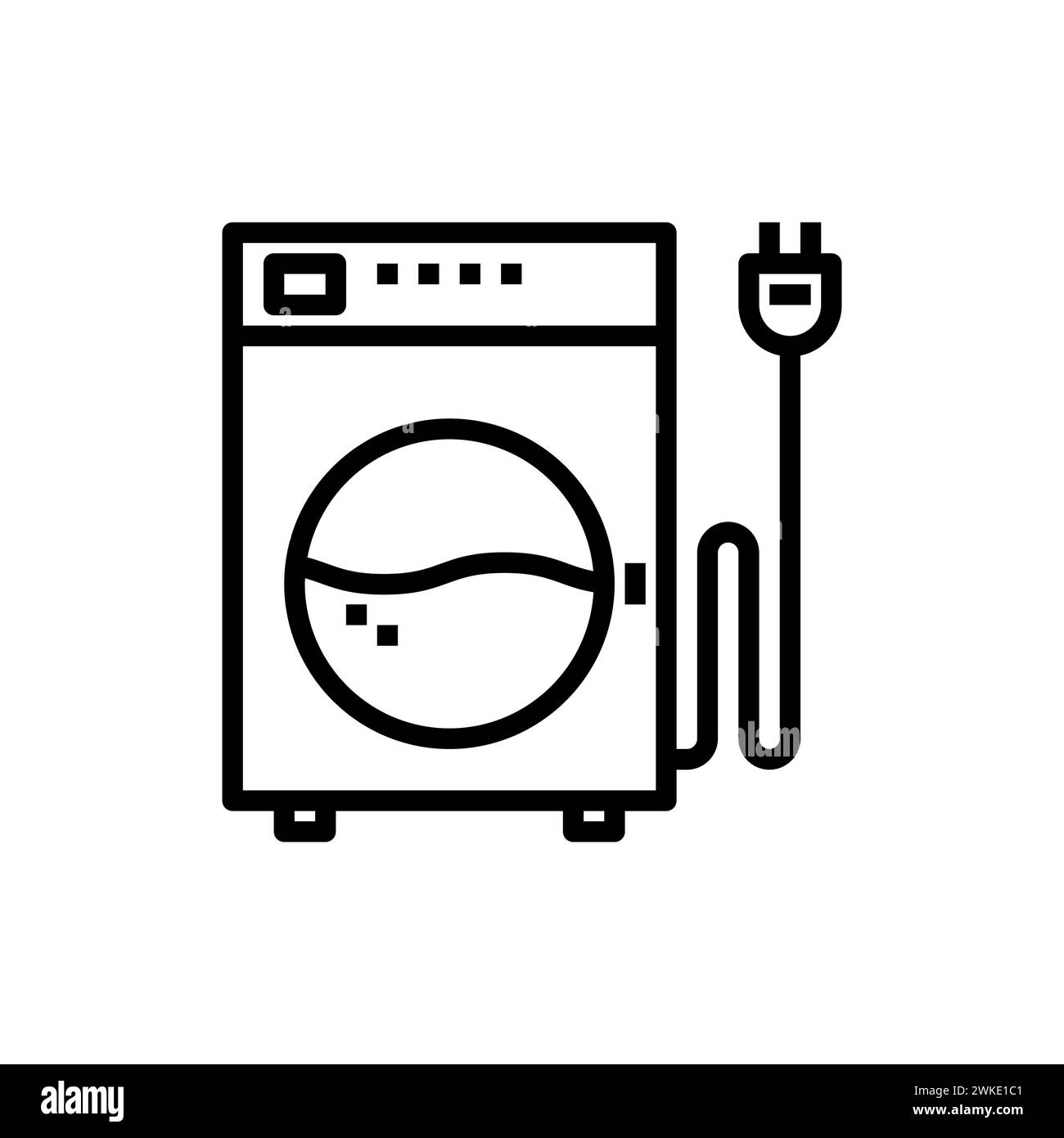 Art illustration symbol icon furniture logo household design sketch hand draw of washing machine Stock Vector