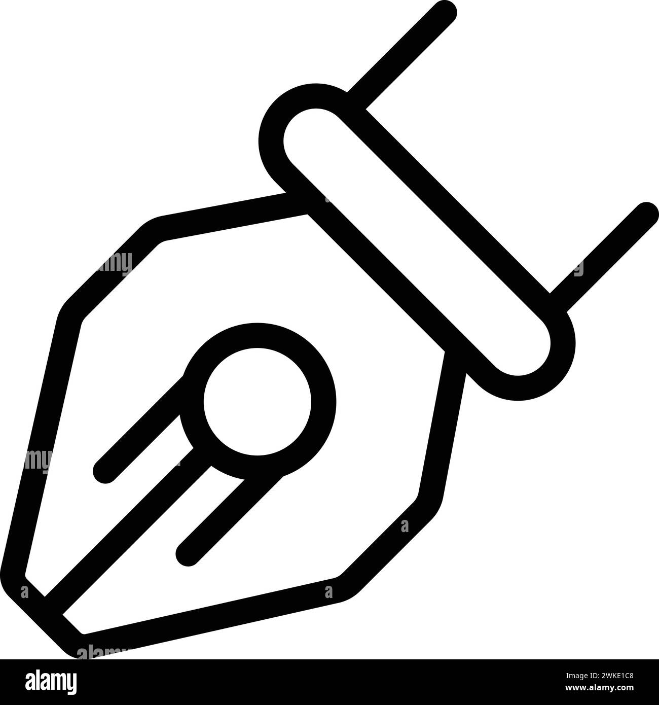 Nib pen icon outline vector. Ink calligraphy pencil. Drafting feather