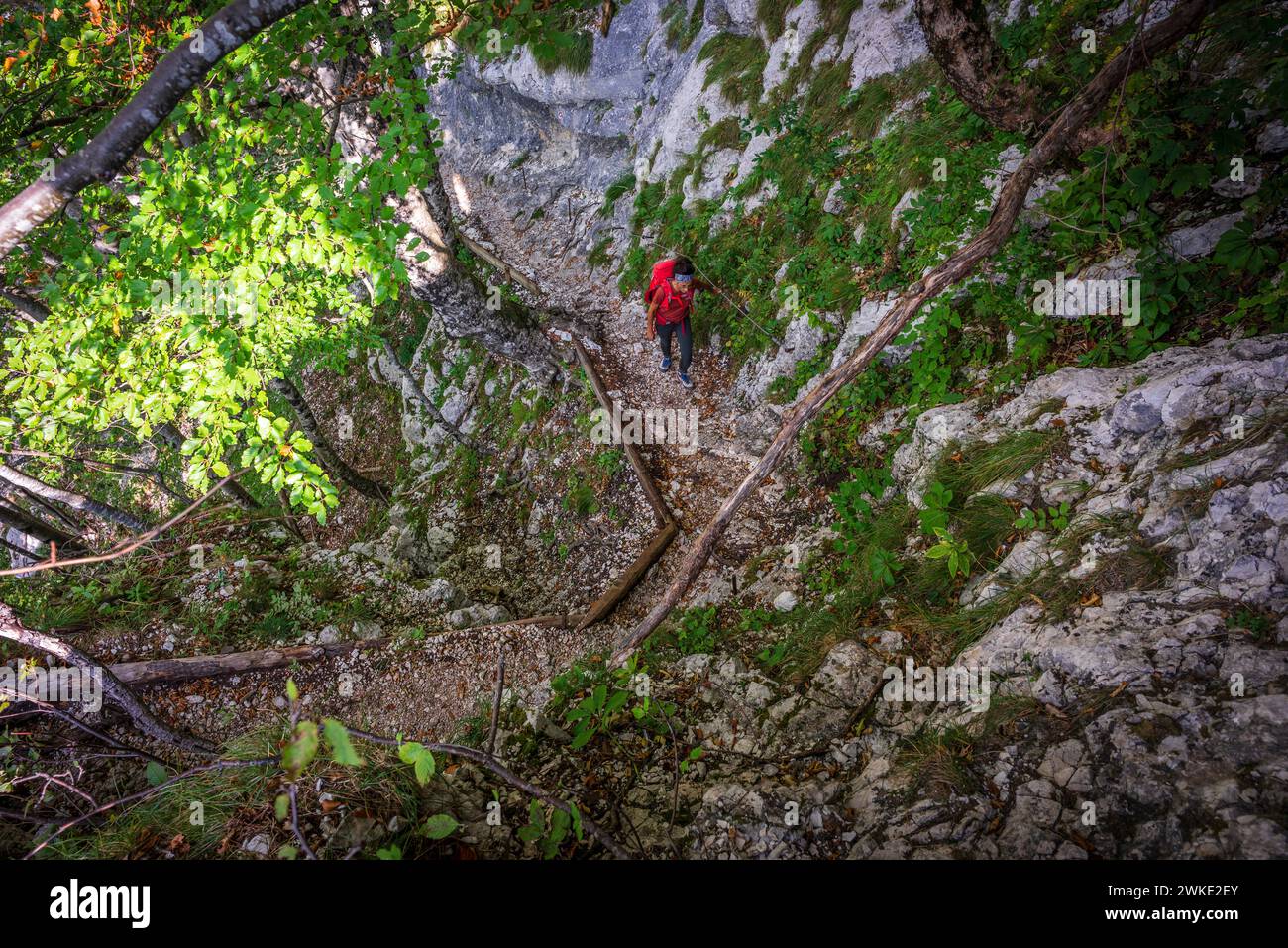 route to Mount Triglav from Lake Bohinj, Triglav National Park, Julian alps. Slovenia, Central Europe,. Stock Photo