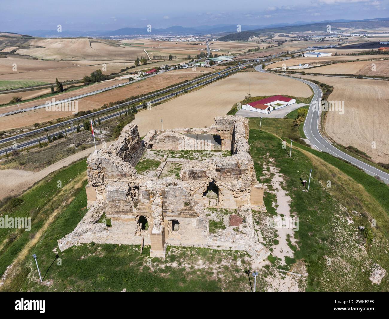 castle - Tiebas palace, ruins of a medieval castle in Navarre Tiebas-Muruarte de Reta, Navarra, Spain. Stock Photo