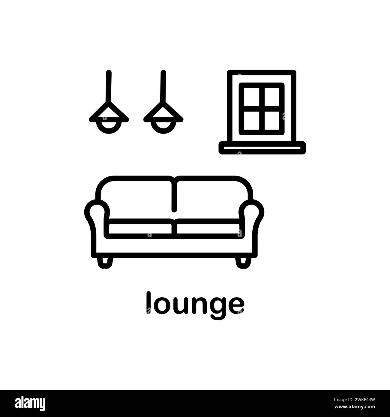 lounge icon from hotel and restaurant collection. Thin linear lounge, sofa, collection outline icon isolated on white background Stock Vector