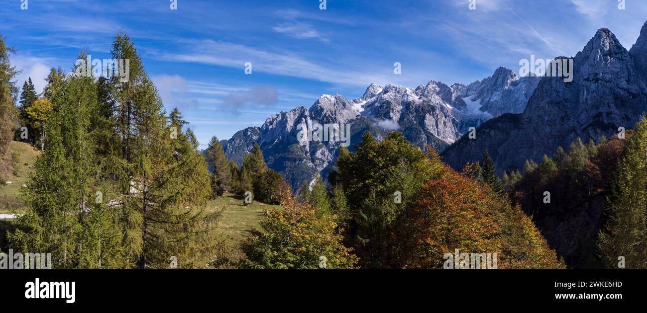 julian alps from Vr¨i road,. Slovenia, Central Europe,. Stock Photo