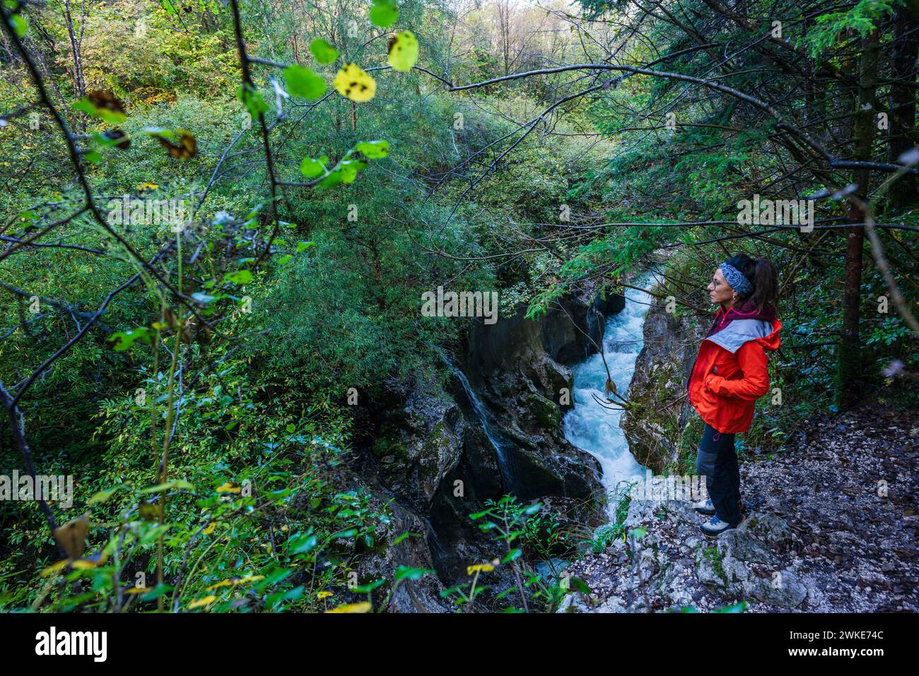 Soa river valley. Bovec, julian alps. Slovenia, Central Europe,. Stock Photo