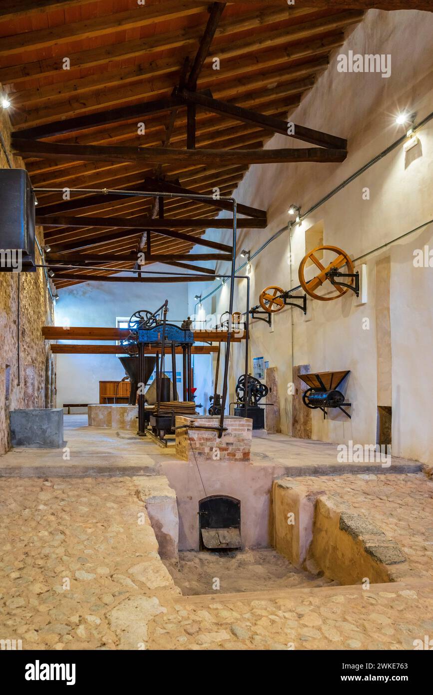 traditional olive oil production system, Galatzo house, dry stone path, GR221, Calvia, Natural area of the Serra de Tramuntana., Majorca, Spain. Stock Photo