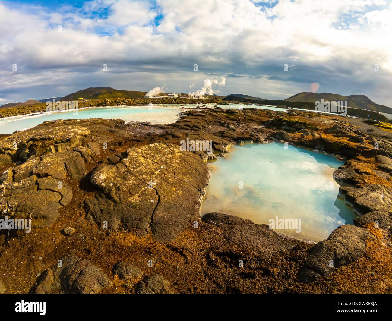 Geothermal power station at Blue lagoon Iceland. Popular tourist attraction Stock Photo