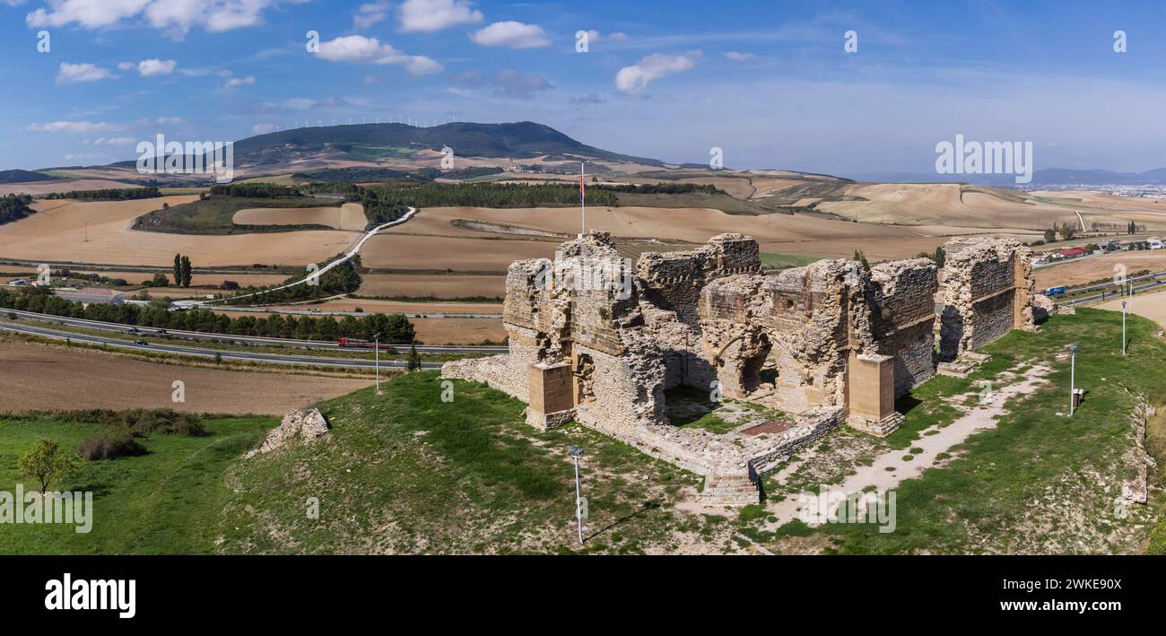 castle - Tiebas palace, ruins of a medieval castle in Navarre Tiebas-Muruarte de Reta, Navarra, Spain. Stock Photo