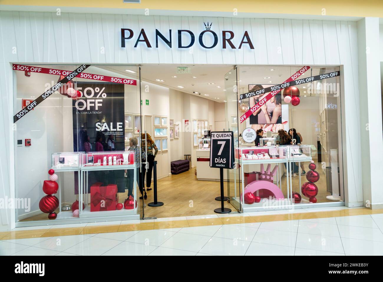 Merida Mexico,Zona Industrial,Galerias Merida shopping mall,inside interior,Pandora store stores business businesses merchant merchants market markets Stock Photo