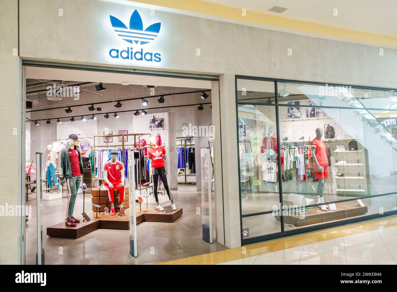 Merida Mexico,Zona Industrial,Galerias Merida shopping mall,inside interior,Adidas athletic shoes sportswear,store stores business businesses merchant Stock Photo