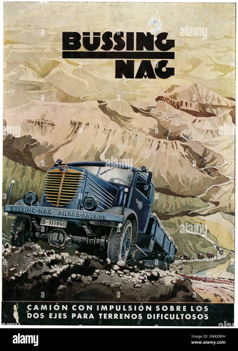 Publicidad de Büssing Nag, camión de dos ejes. Año 1942. Stock Photo