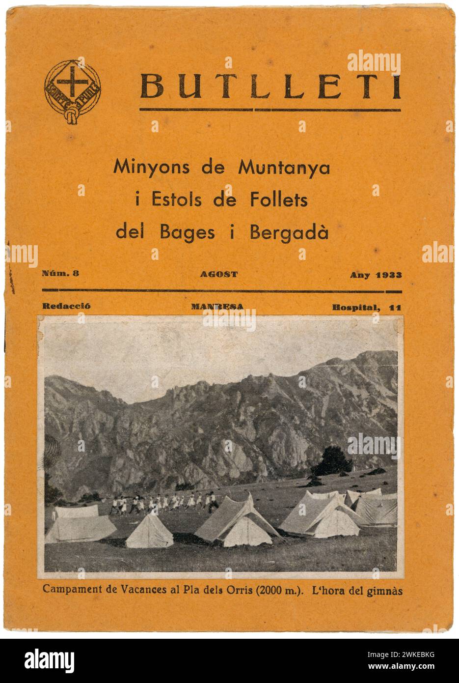 Catalunya. Portada del boletín de Minyons de Montanya. Agosto de 1933. Stock Photo