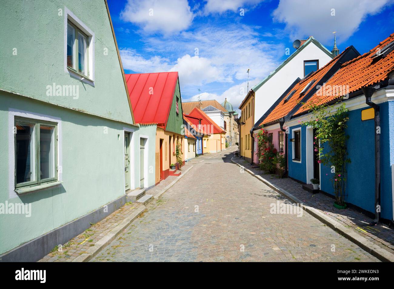 Colorful houses in Ystad, Sweden Stock Photo Alamy