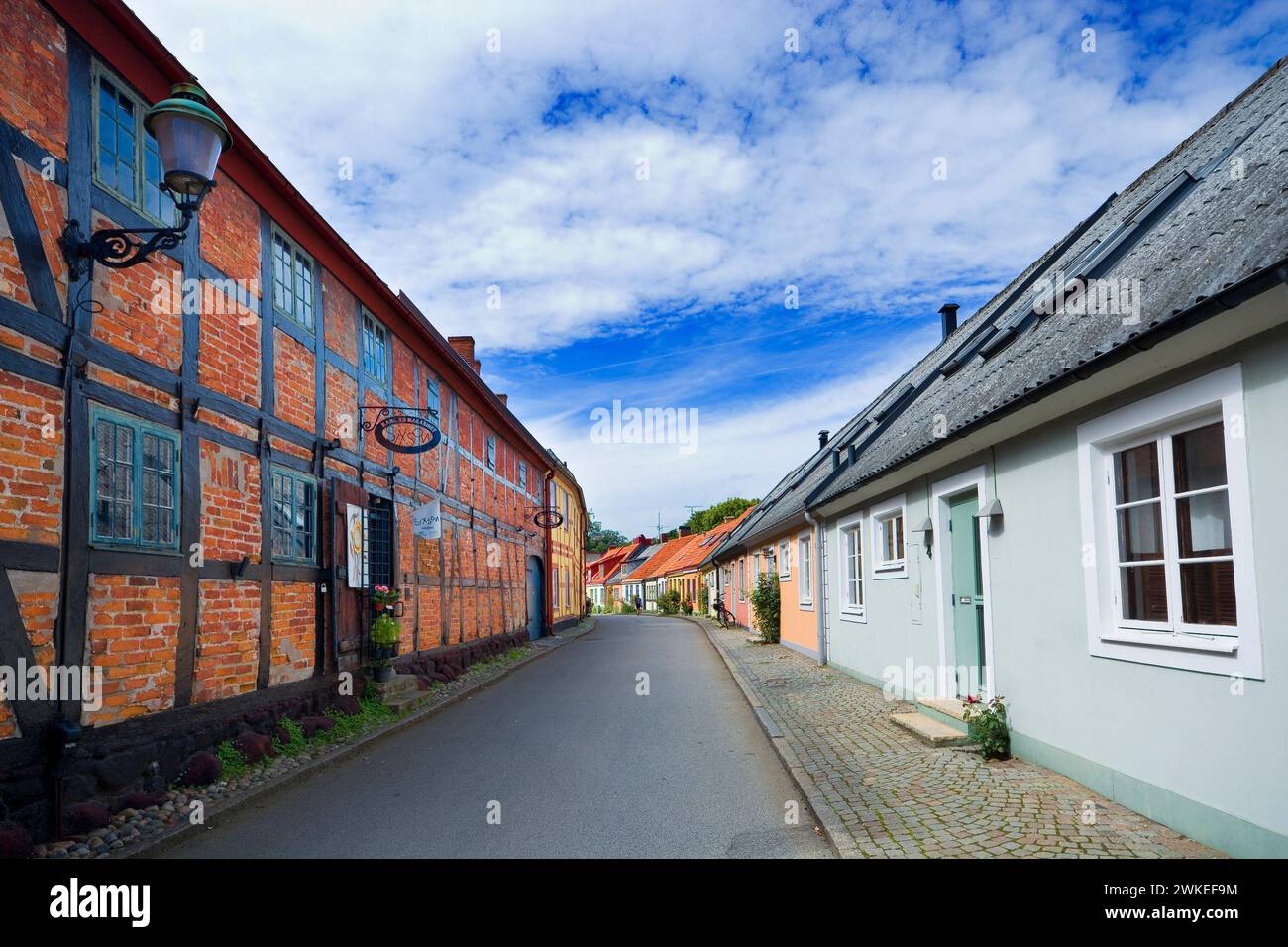 Colorful houses in Ystad, Sweden. Gothic halftimbered Kemnerska Gården