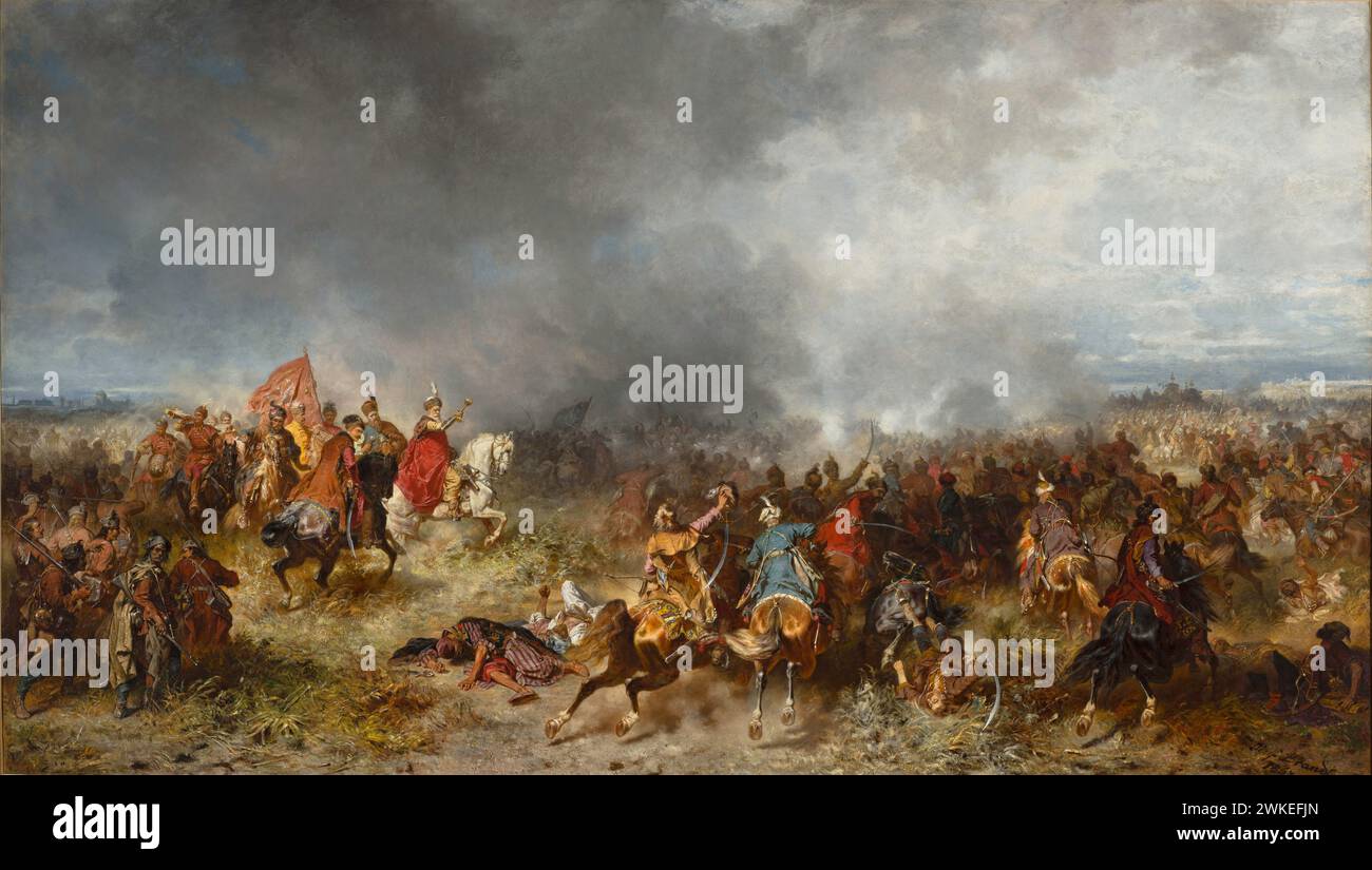 Die Schlacht von Chocim 1621. Museum: Muzeum Narodowe, Warschau. Author: JOZEF BRANDT. Stock Photo