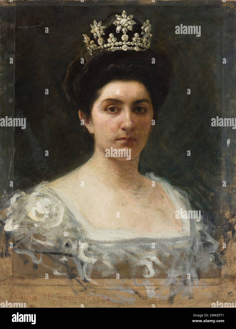 Porträt von Prinzessin Elena von Montenegro (1873-1952), Königin von Italien. Museum: Pinacoteca dell'Accademia Albertina, Torino. Author: GIACOMO GROSSO. Stock Photo