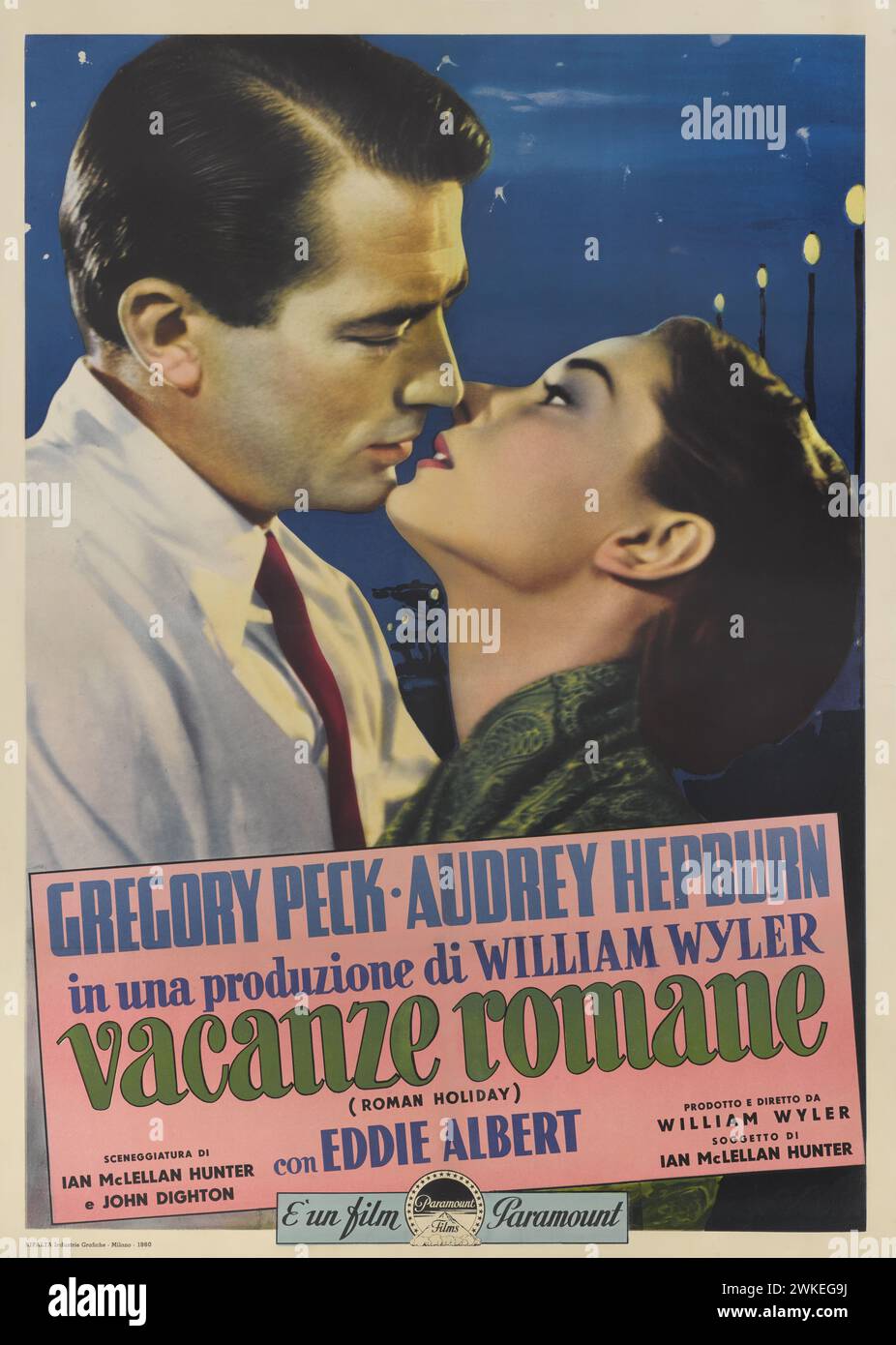Movie poster 'Vacanze Romane' (Roman Holiday) by William Wyler. Museum: PRIVATE COLLECTION. Author: Ercole Brini. Stock Photo