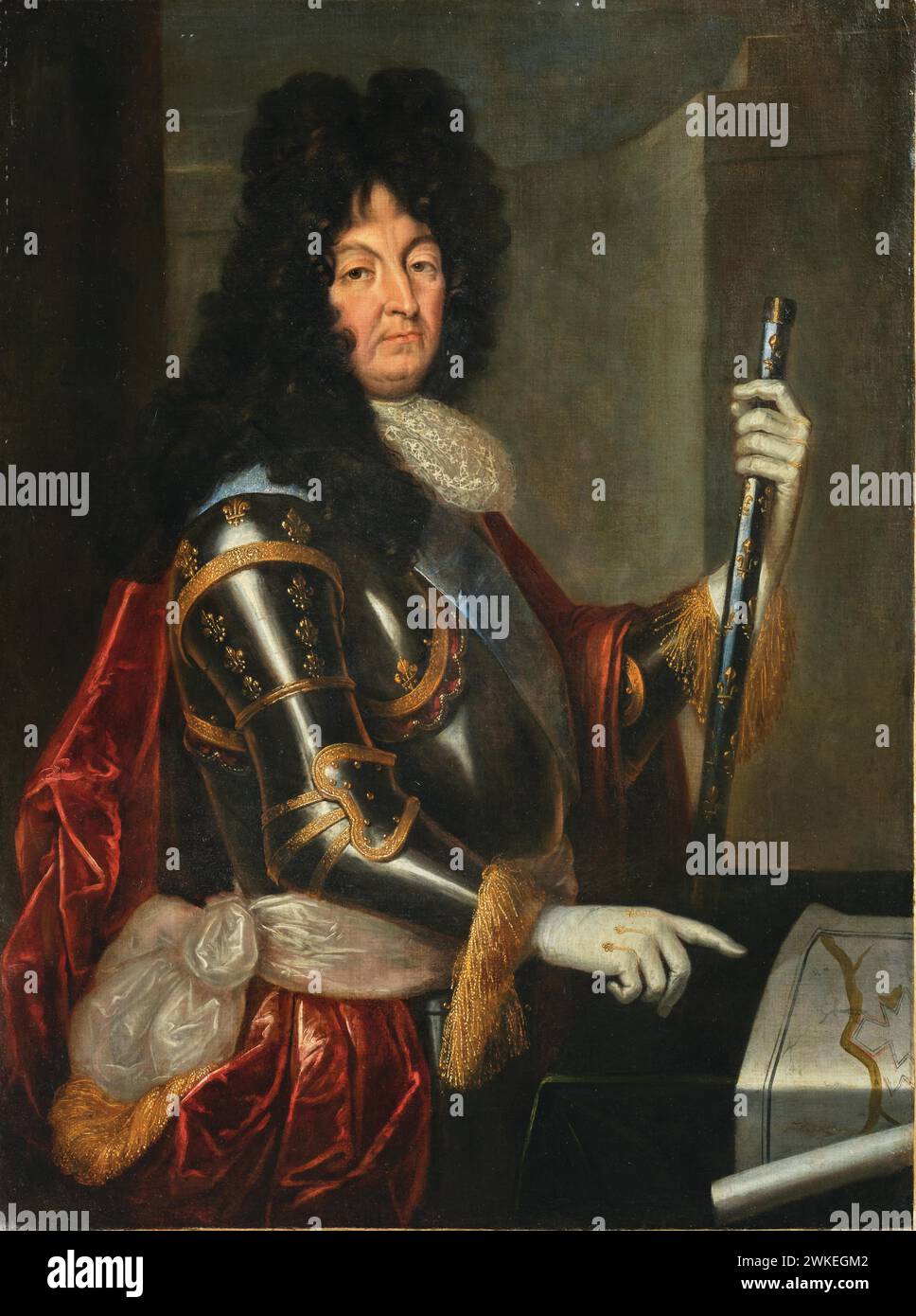 Porträt von König Ludwig XIV. von Frankreich und Navarra (1638-1715). Museum: Privatsammlung. Author: unbekannter Künstler. Stock Photo