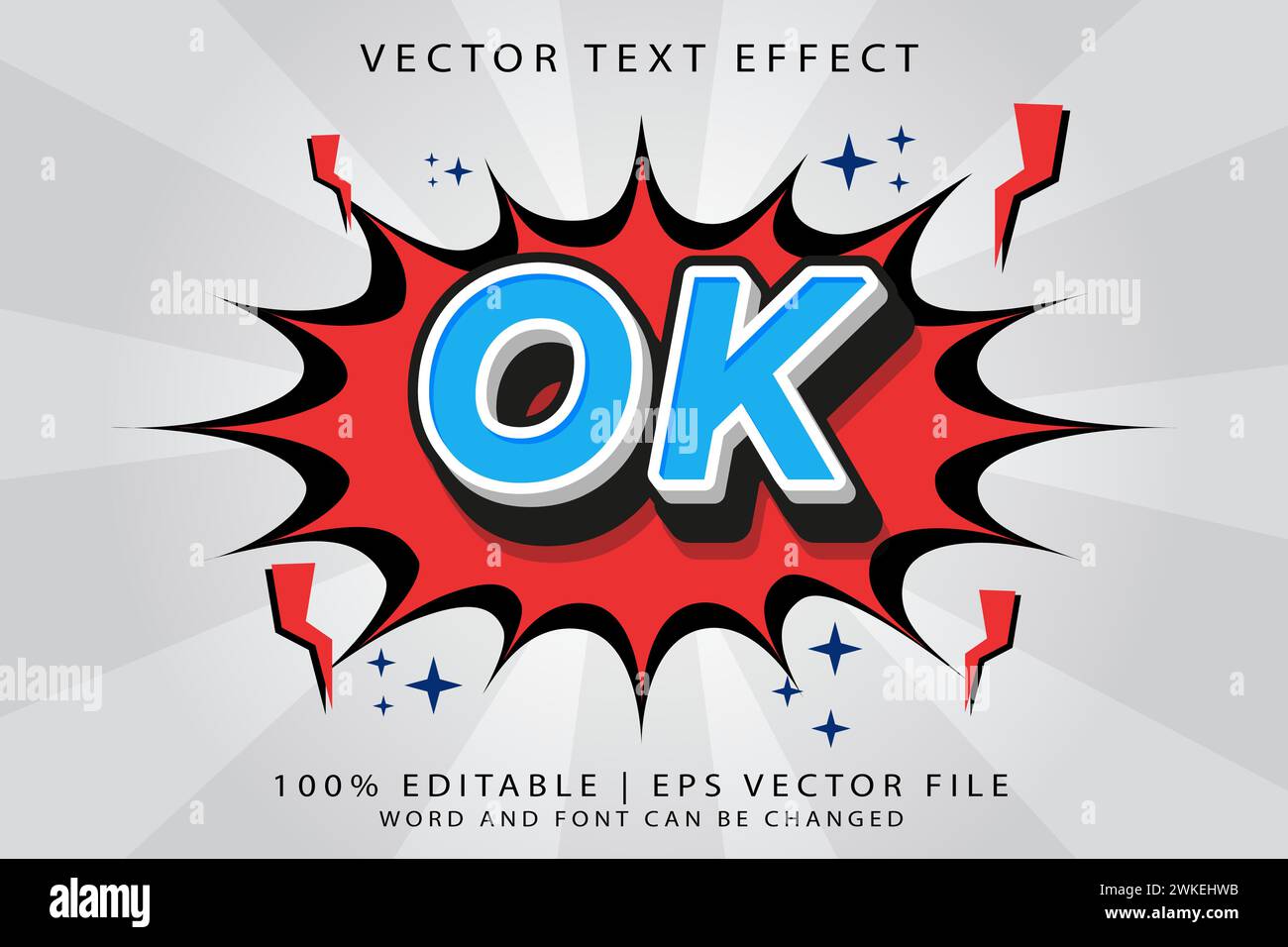 Ok editable 3d text effect stock vector image art alamy