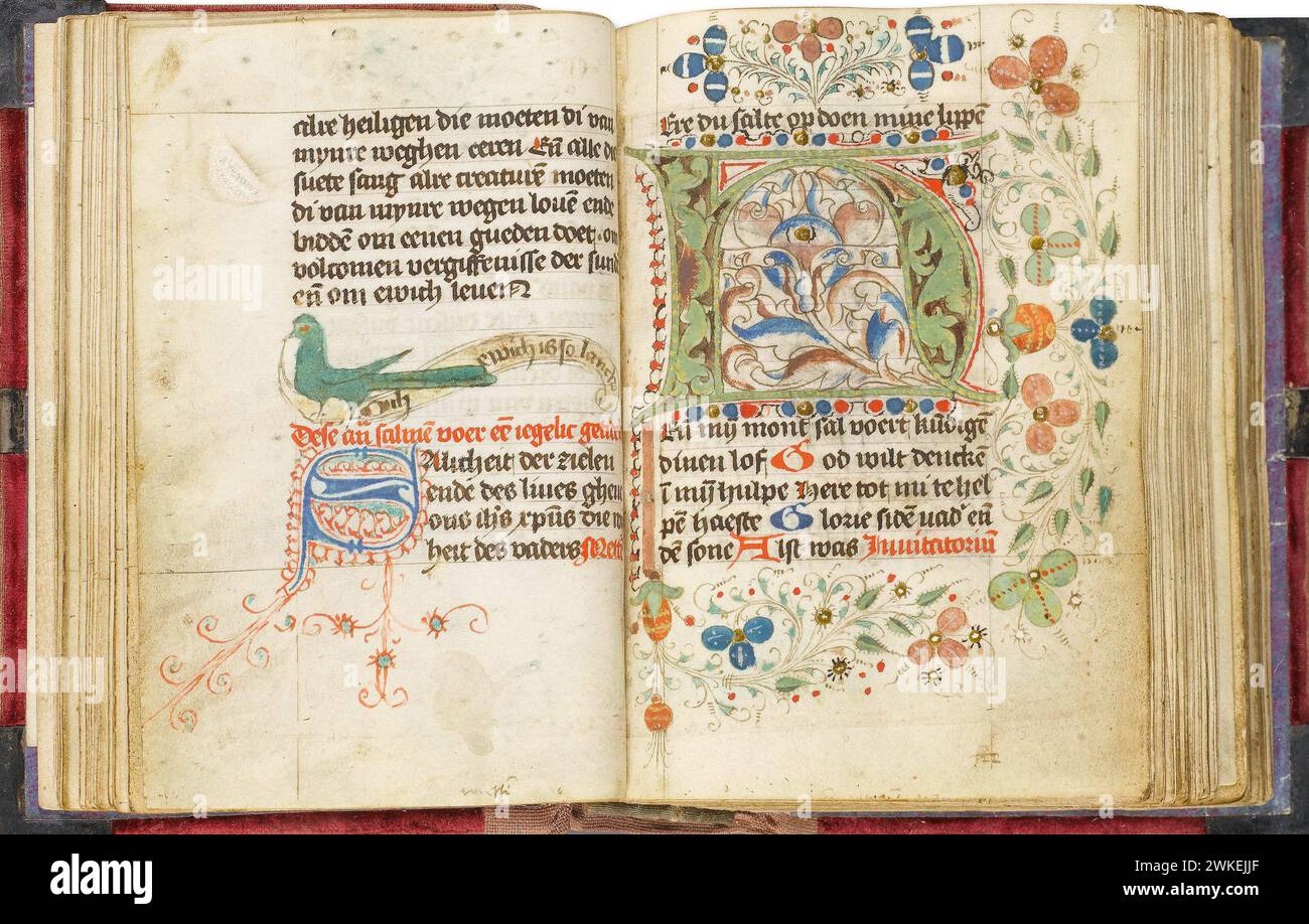 Prayer book. German manuscript on parchment with initials decorated with flowers. Museum: PRIVATE COLLECTION. Author: Anonymous master. Stock Photo