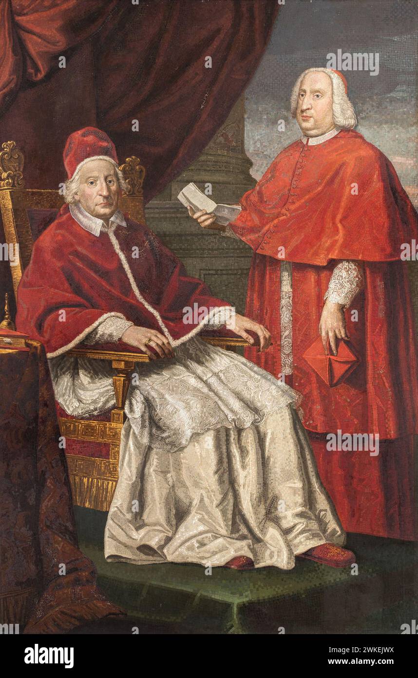 Porträt von Papst Clemens XII. und Kardinal Neri Maria Corsini. Museum: PALAZZO CORSINI. Author: Pietro Paolo Cristofari. Stock Photo