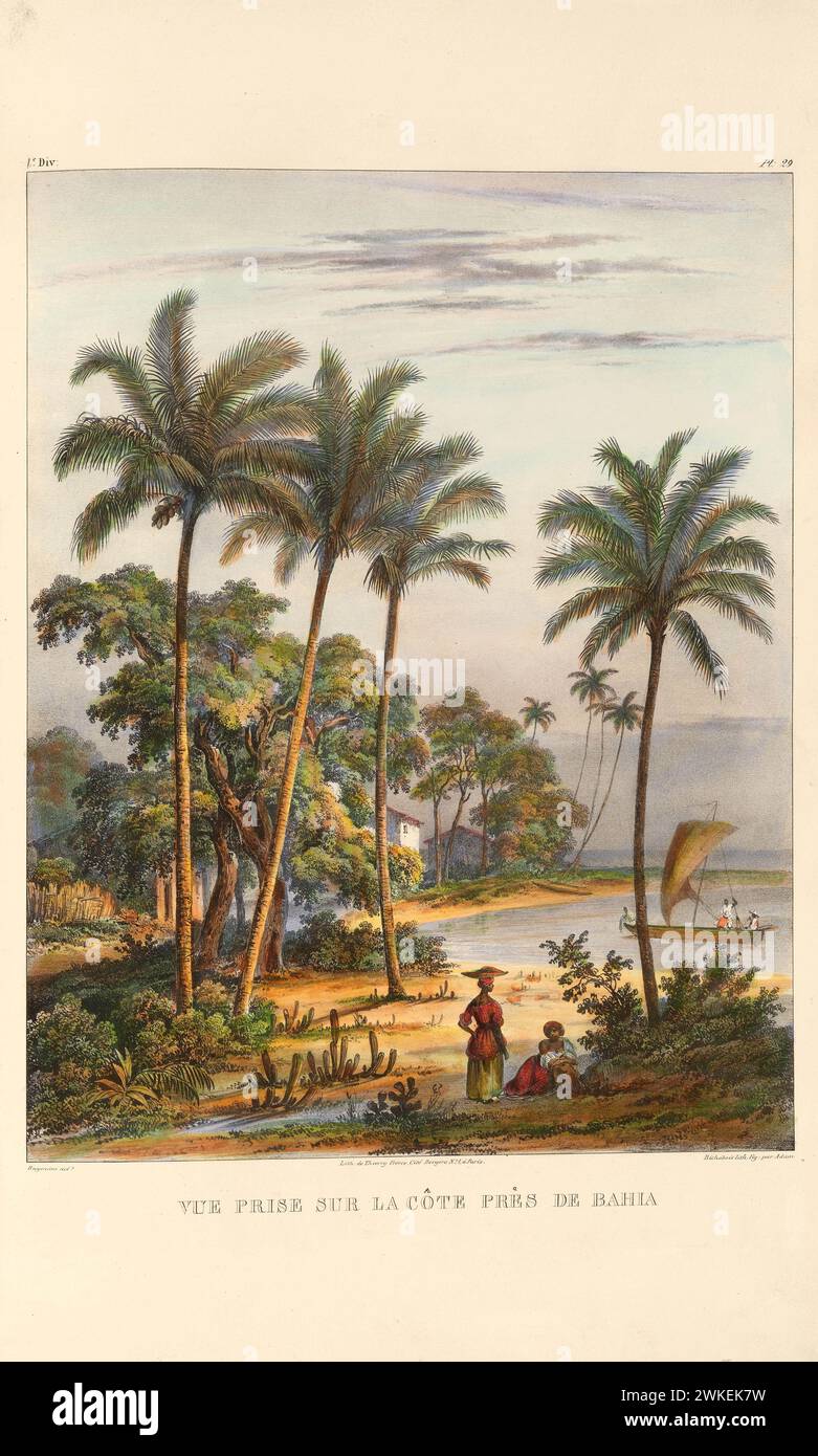 The coast near Bahia. From 'Voyage pittoresque dans le Brésil'. Museum: PRIVATE COLLECTION. Author: JOHANN MORITZ RUGENDAS. Stock Photo