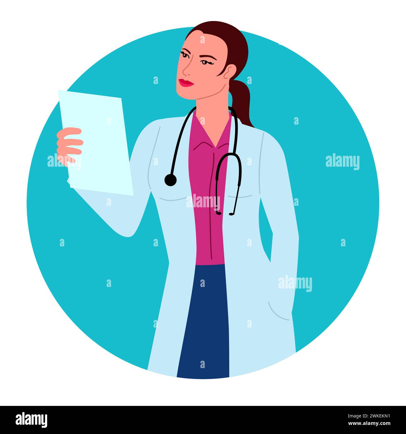 Clip art featuring a female doctor, perfect for medical presentations, healthcare brochures, and online medical resources Stock Vector