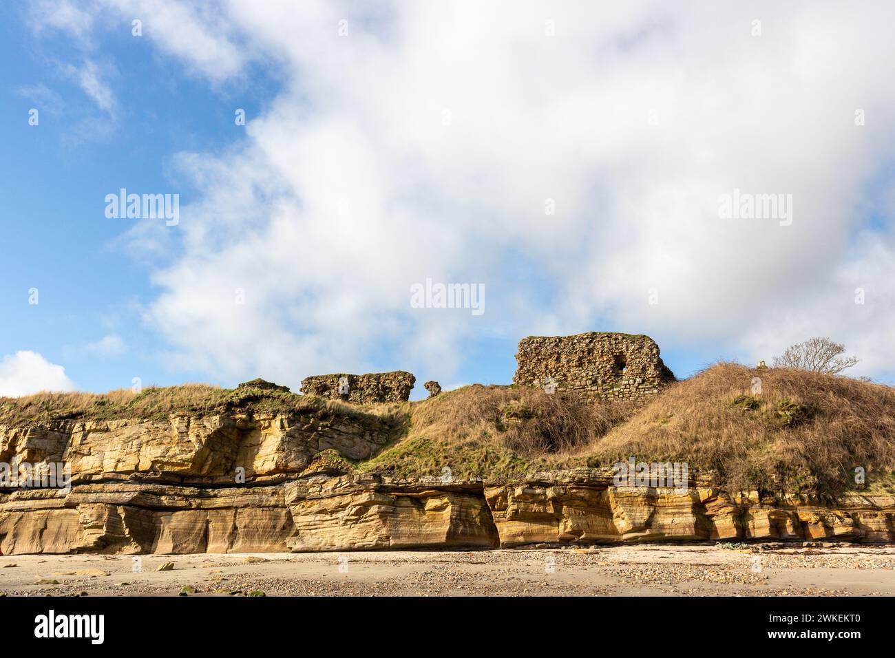 Ruins of the 12th Century Ardross Castle on the Fife Coastal path near