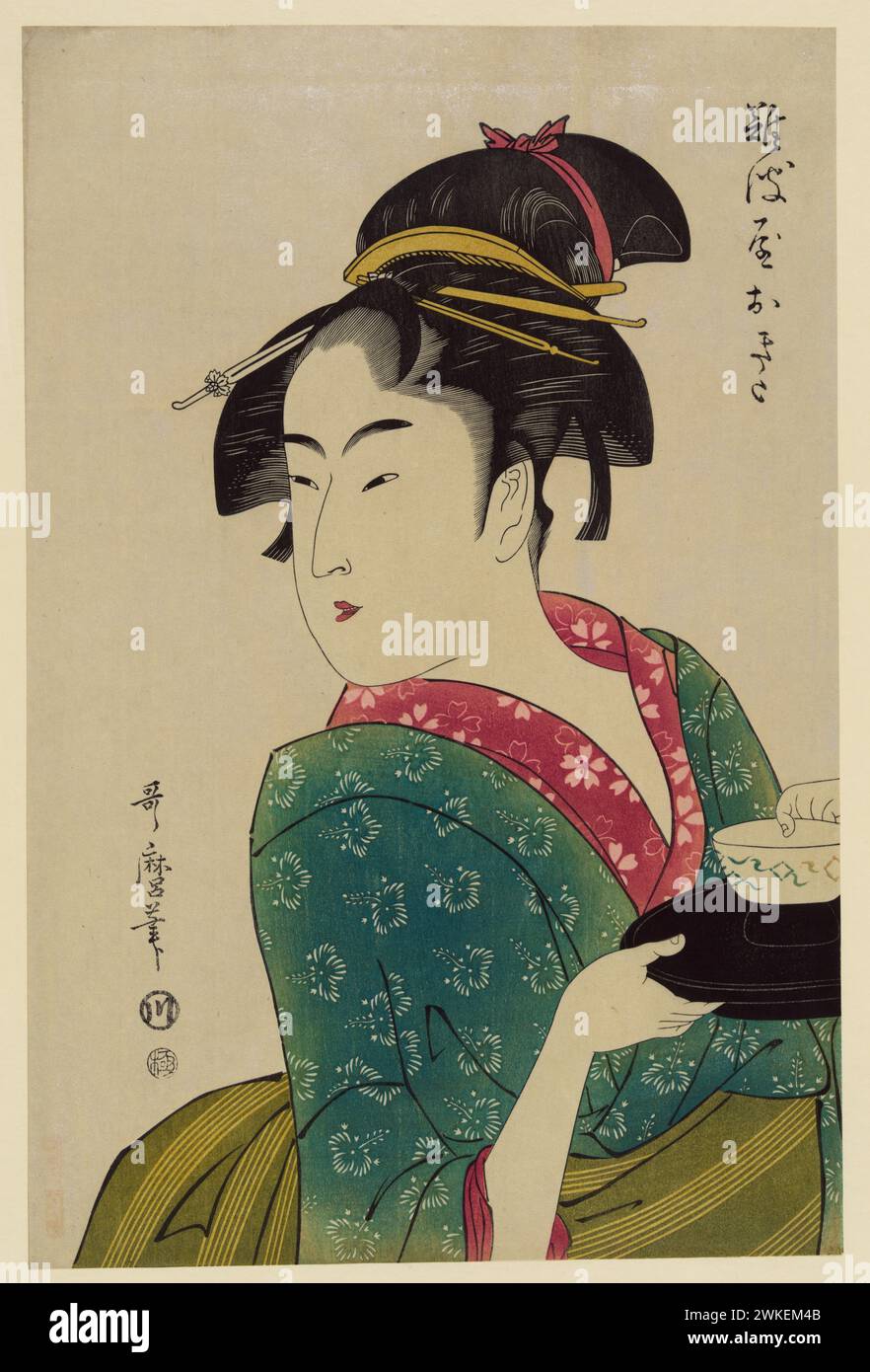 Naniwaya Okita. Museum: Privatsammlung. Author: Kitagawa Utamaro. Stock Photo