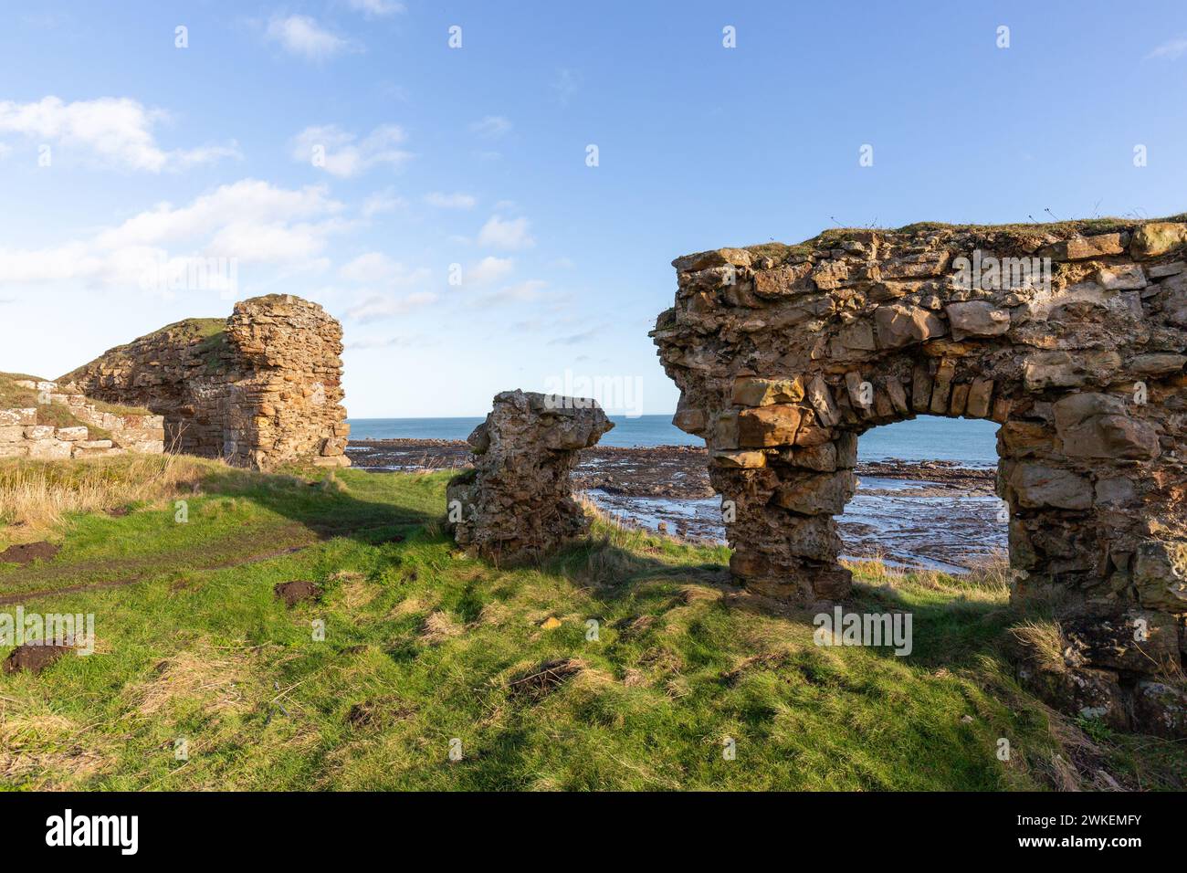 Ruins of the 12th Century Ardross Castle on the Fife Coastal path near