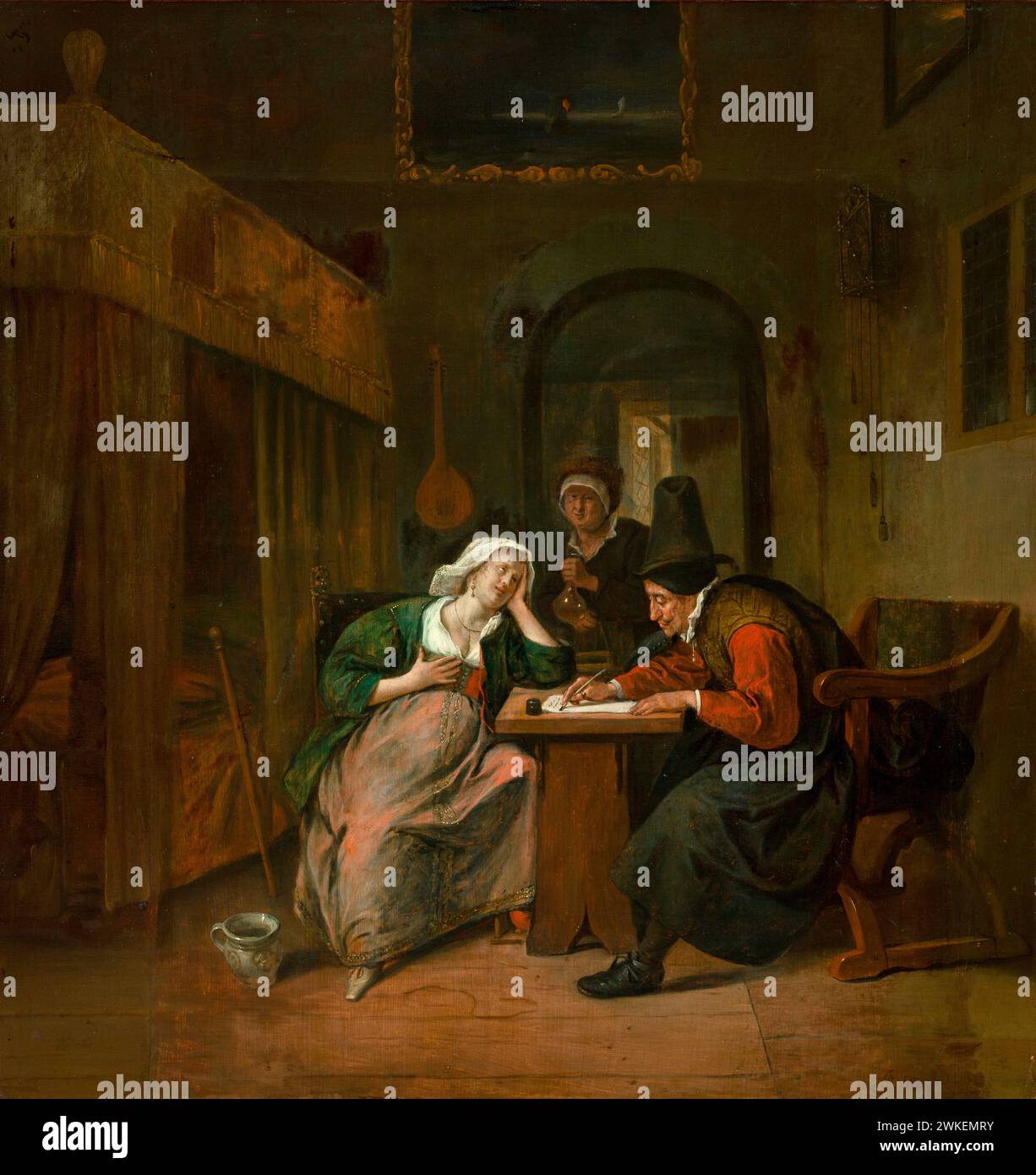 Physician and a Woman Patient. Museum: National Gallery, Prague. Author: Jan Havicksz Steen. Stock Photo