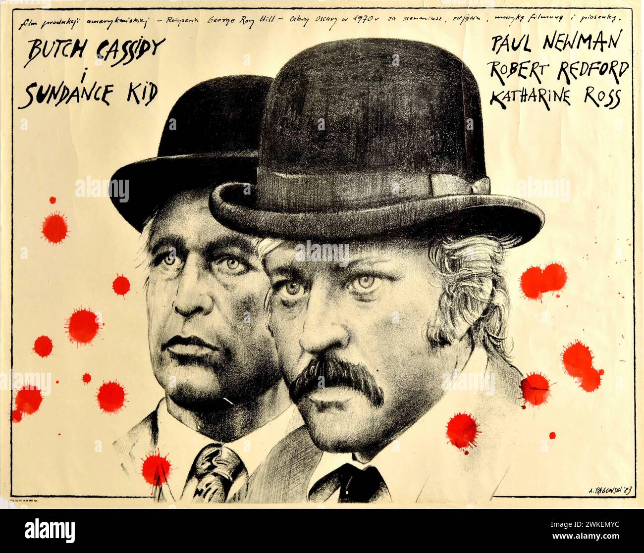 Movie poster 'Butch Cassidy and the Sundance Kid' by George Roy Hill. Museum: PRIVATE COLLECTION. Author: ANDRZEJ PAGOWSKI. Stock Photo