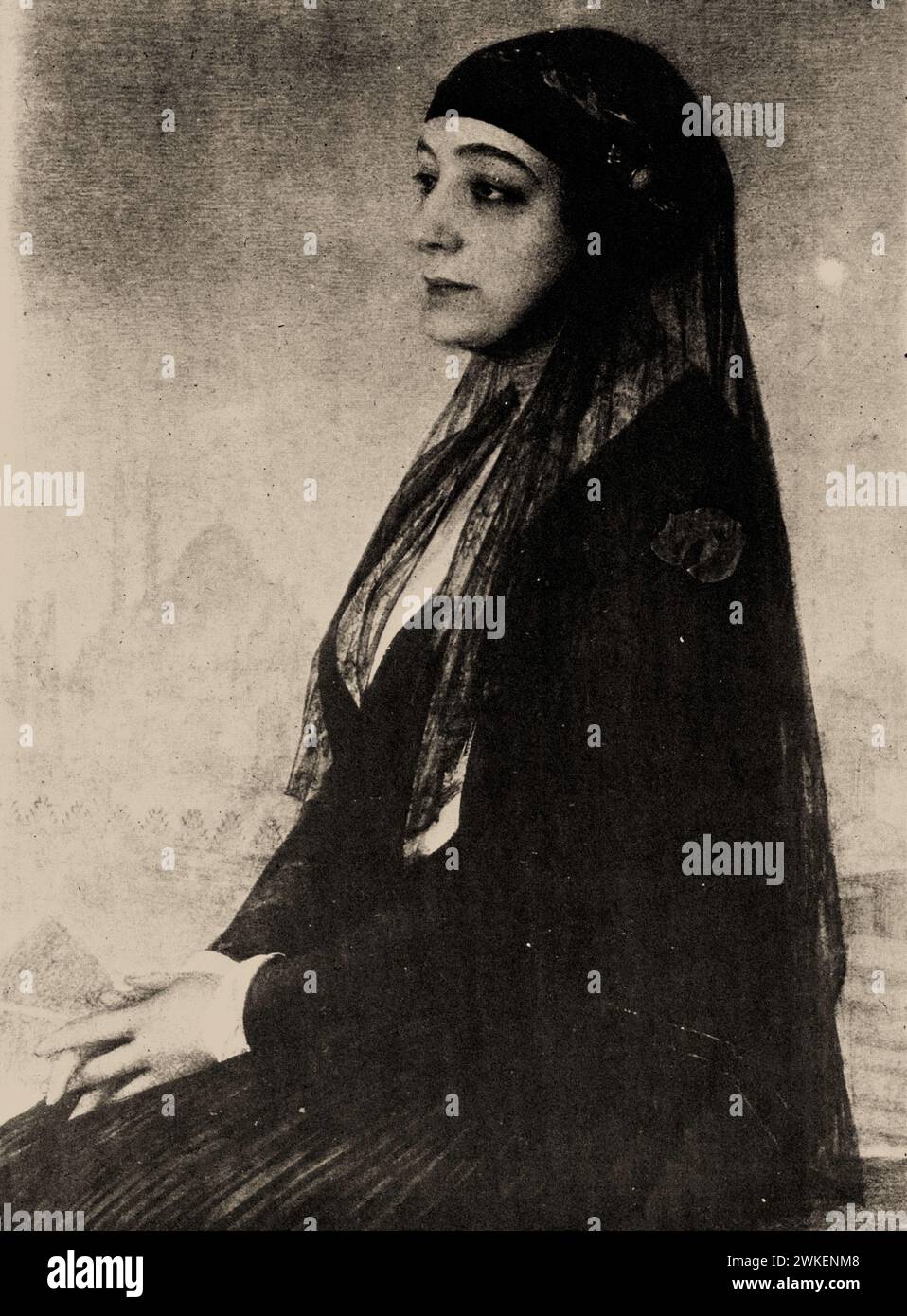 Porträt von Huda Sharawi (1879-1947). Museum: Privatsammlung. Author: Unbekannter Fotograf. Stock Photo