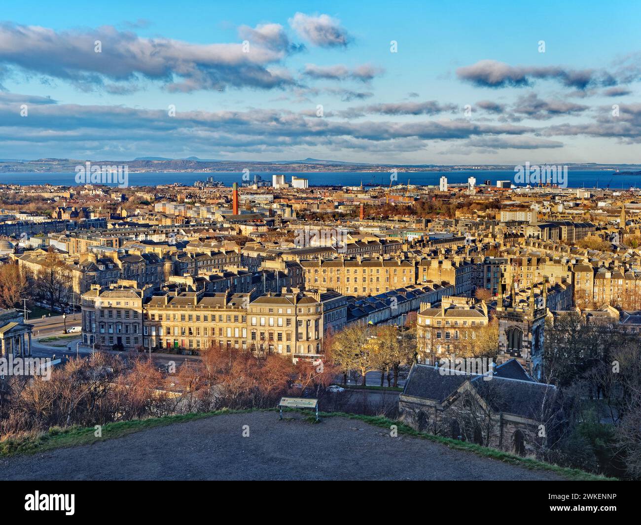 UK, Scotland, Edinburgh, View from Calton Hill looking North towards Leith. Stock Photo