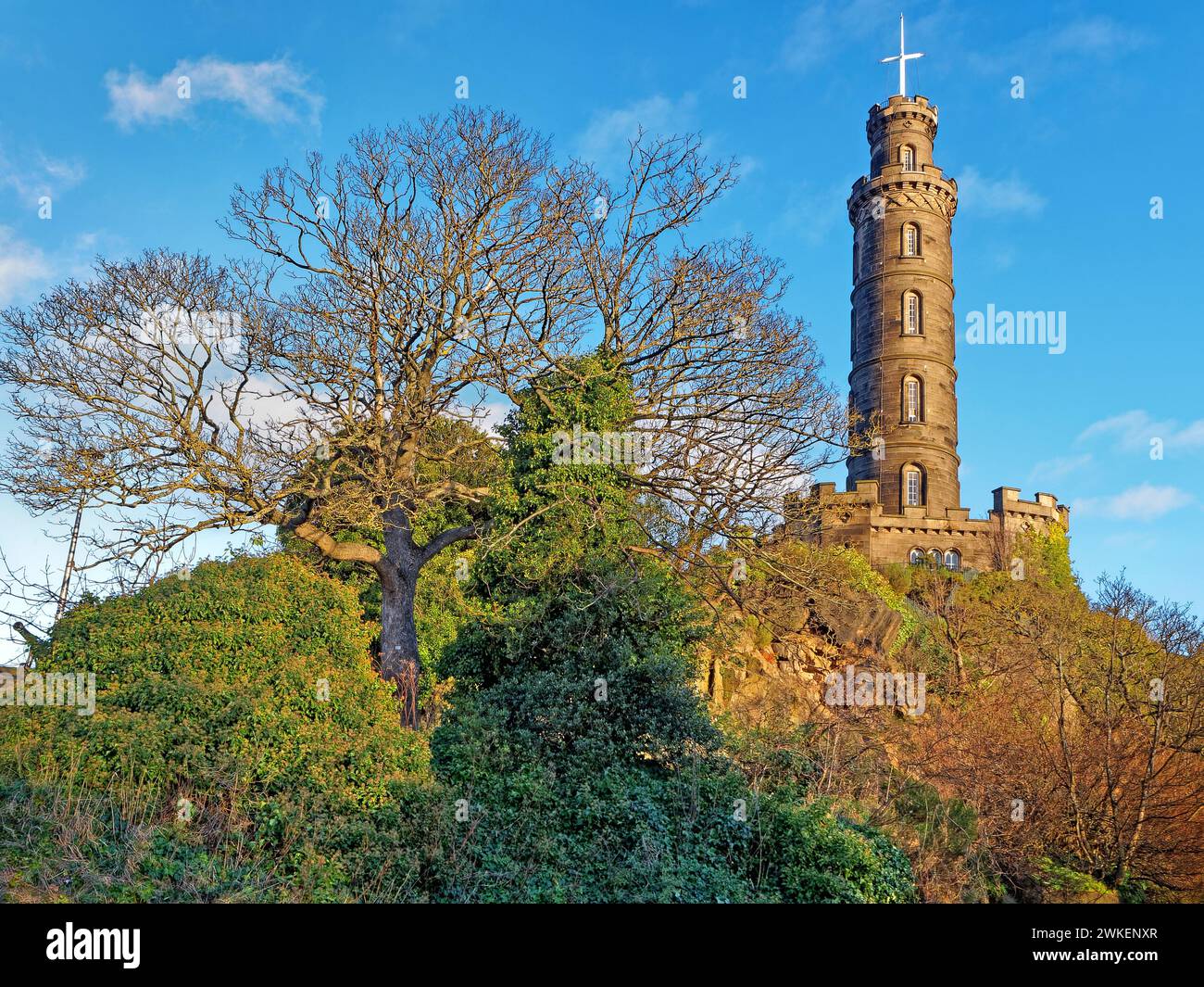 UK, Scotland, Edinburgh, Calton Hill, Nelson Monument. Stock Photo