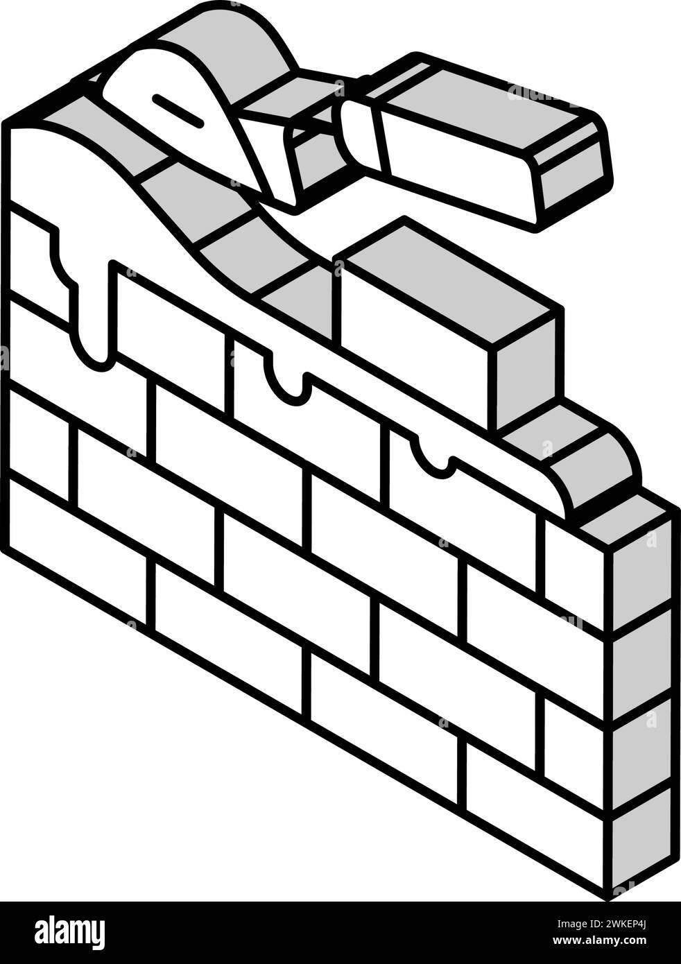 brickwork building isometric icon vector illustration Stock Vector ...